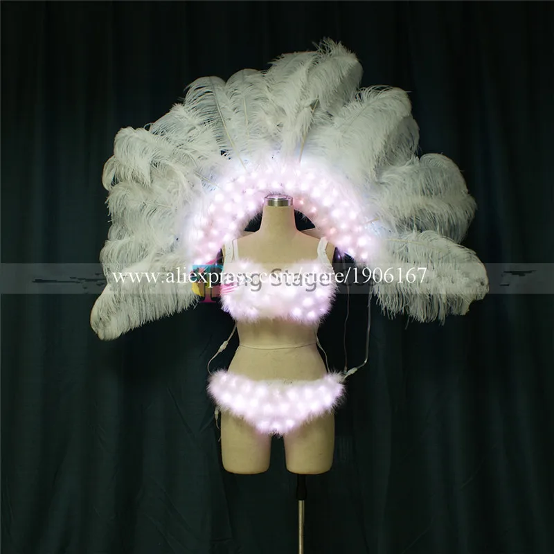 Programmable women sexy dance dresses led luminous light bra ballroom dance led costumes bar RGB clothes led wings singer1