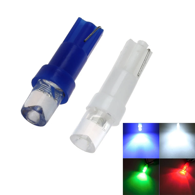 

300PCS Warning Indicator Lights T5 LED Bulbs with Wedge Base for Car Dashboards Gauge bulbs White Blue Amber Green Red Mix Color
