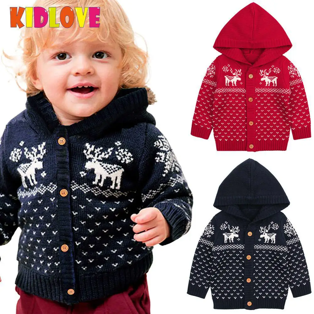 Kidlove Babygirl мальчик Вязание свитера с капюшоном елки свитер Топы 0 24months детские