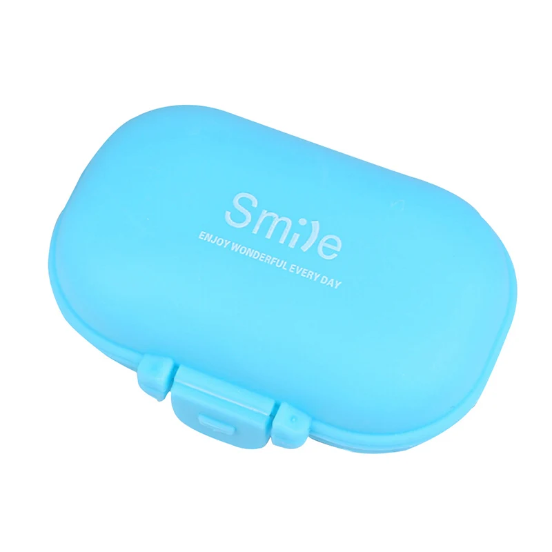 

Creative Smile Pattern 4 Compartment Pill Box Candy Color Travel Pill Storage Case Medicine Box Jewelry Container Orginazer