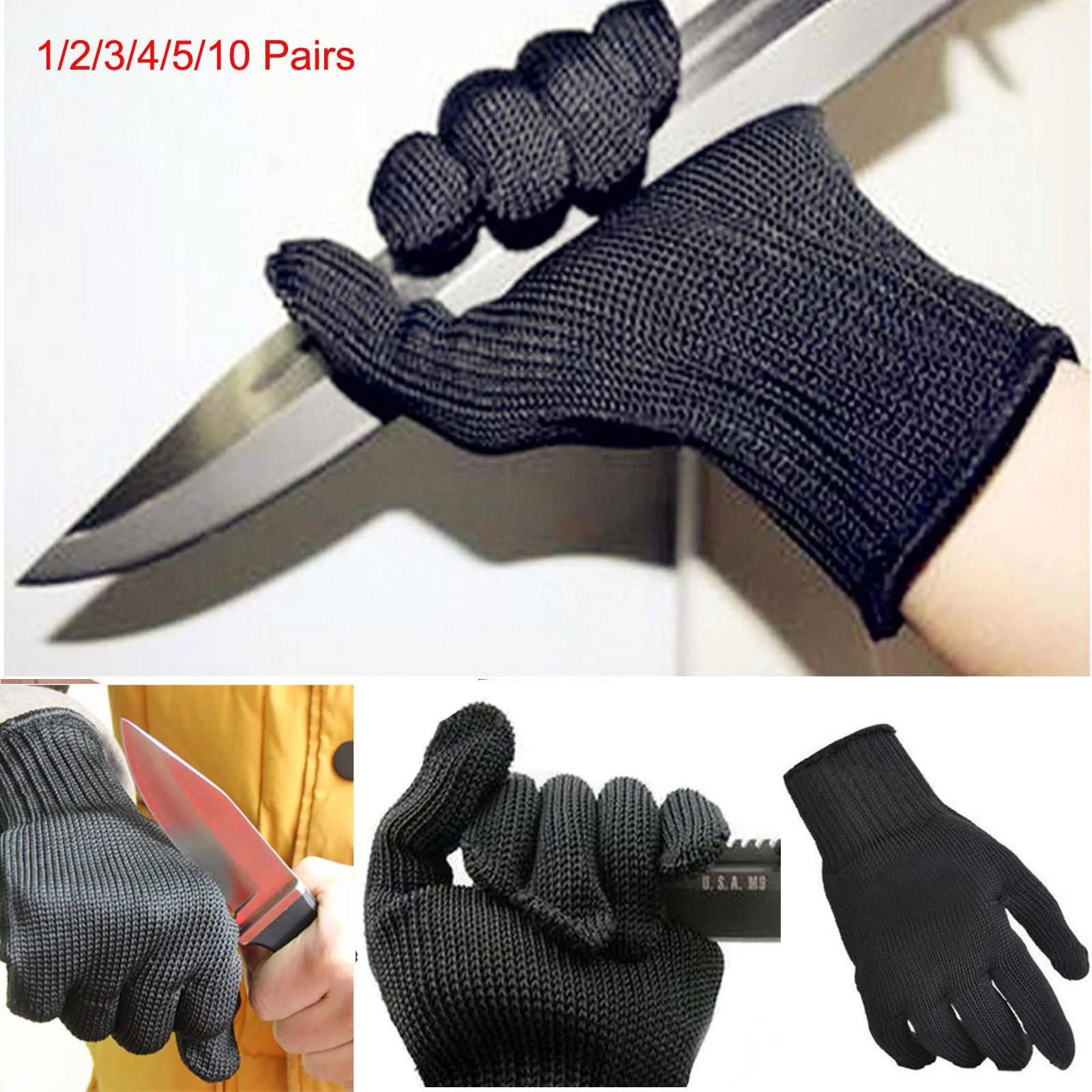 

1 pair Stainless Steel Wire Safety Work Anti-Slash Cut Static Resistance Protect Gloves
