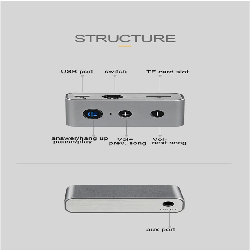 Wireless Bluetooth 4.2 Receiver 3.5mm AUX Audio Stereo Music Home Car Receiver Adapter Mic Support Micro USB Charging 30NT08 (12)