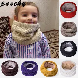 Puseky 2017 Новый детский зимний шарф вязаные шарфы плюс бархатный хлопковый шейный теплый шарф Женский Детский шарф для мальчиков Детский