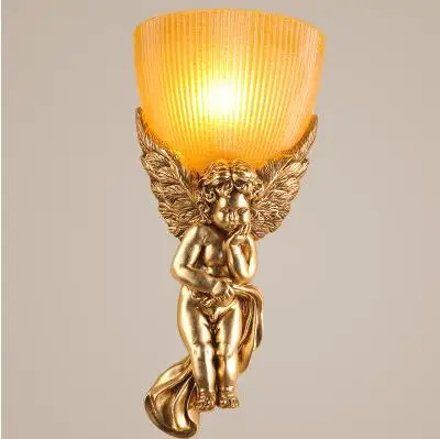 Pared Poco Angel Resina Led Lampara De Pared Para Casa