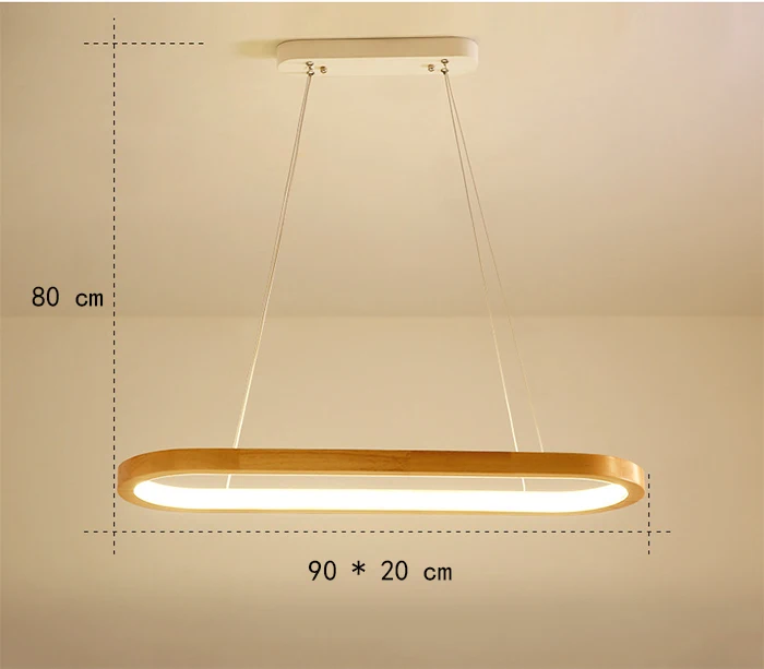 Современный квадратный подвесной светильник, Led подвесной светильник, деревянный Haning светильник, столовая, гостиная, спальня, кухня, скандинавский подвесной светильник - Цвет корпуса: B  90 x 20cm