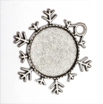

30PCS 25mm 1 inch Snowflakes Cabochon Pendant Base, pendant setting