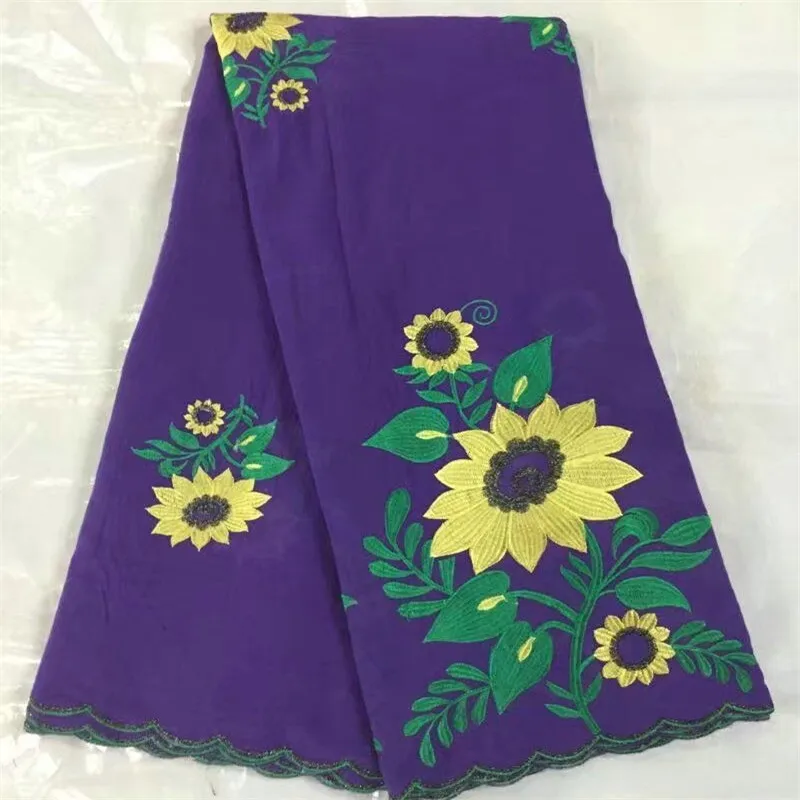 

Nigerian Voile Lace B8S21 , Embroidered Cotton lace 5yards a lot for Trimming ,Free shipping dry lace purple color