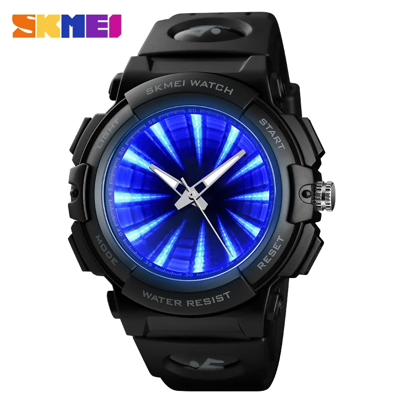 

SKMEI 1521 New Blue LED Lighten Male Sport Wristwatches Men Quartz Shock Resistant Clock 50M Waterproof Relogios Masculino