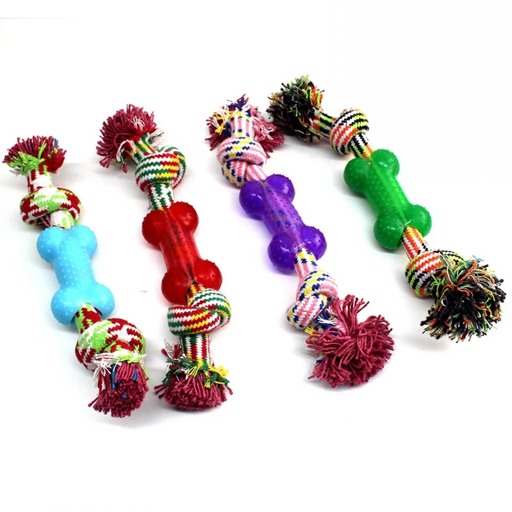 Игрушка для питомцев Интерактивная зубная Чистка игрушки для собак большой размер хлопковая веревка маленькие собаки обучающая игрушка для домашних животных кошка жевательная игрушка для щенков - Цвет: random color
