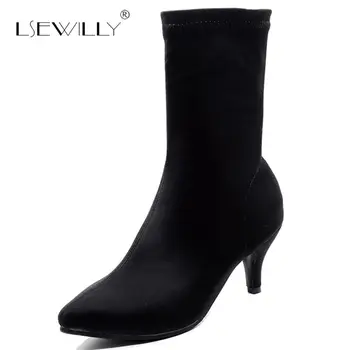 

Lsewilly Autumn Women Elastic Ankle Boots With Slip-On Thin Heels Women Short Boots Fashion Sexy Pointed Toe Chelsea Boots S989