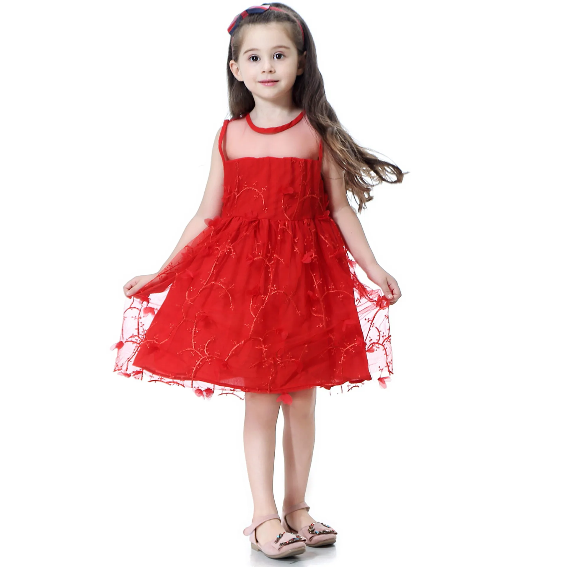 

2019 Summer Party Dresses for Girls Wedding Dresses Lace Floral Decoration Kids Dresses Summer Sundress 2-11Y Baby Girls Dress
