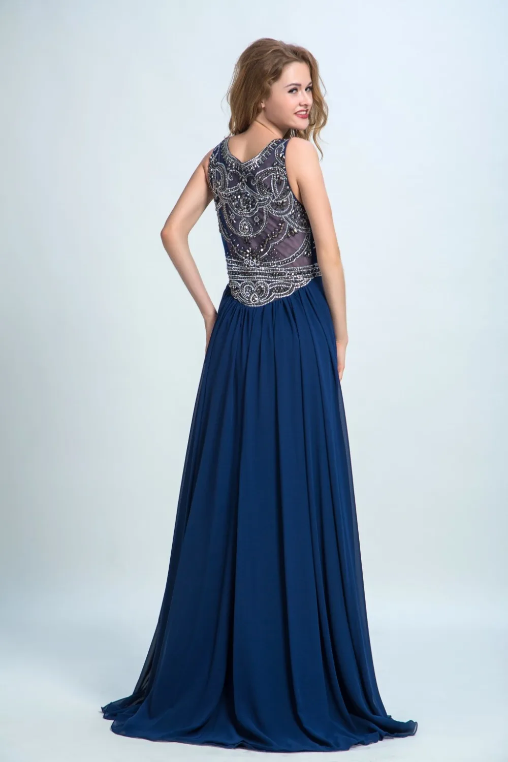 Royal Blue Straight Floor Length Prom Dresses Scoop Sleeveless Cover