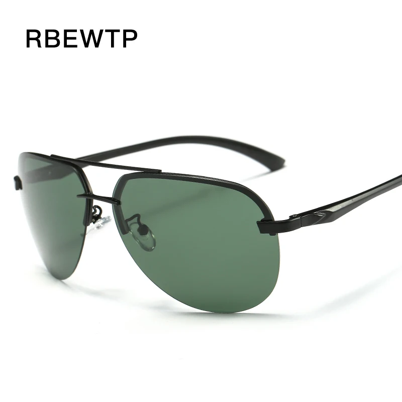 RBEWTP, новинка, Классическая оправа из сплава, мужские солнцезащитные очки, поляризационное покрытие, зеркальная оправа, очки, авиационные солнцезащитные очки для женщин - Цвет линз: Black-Green