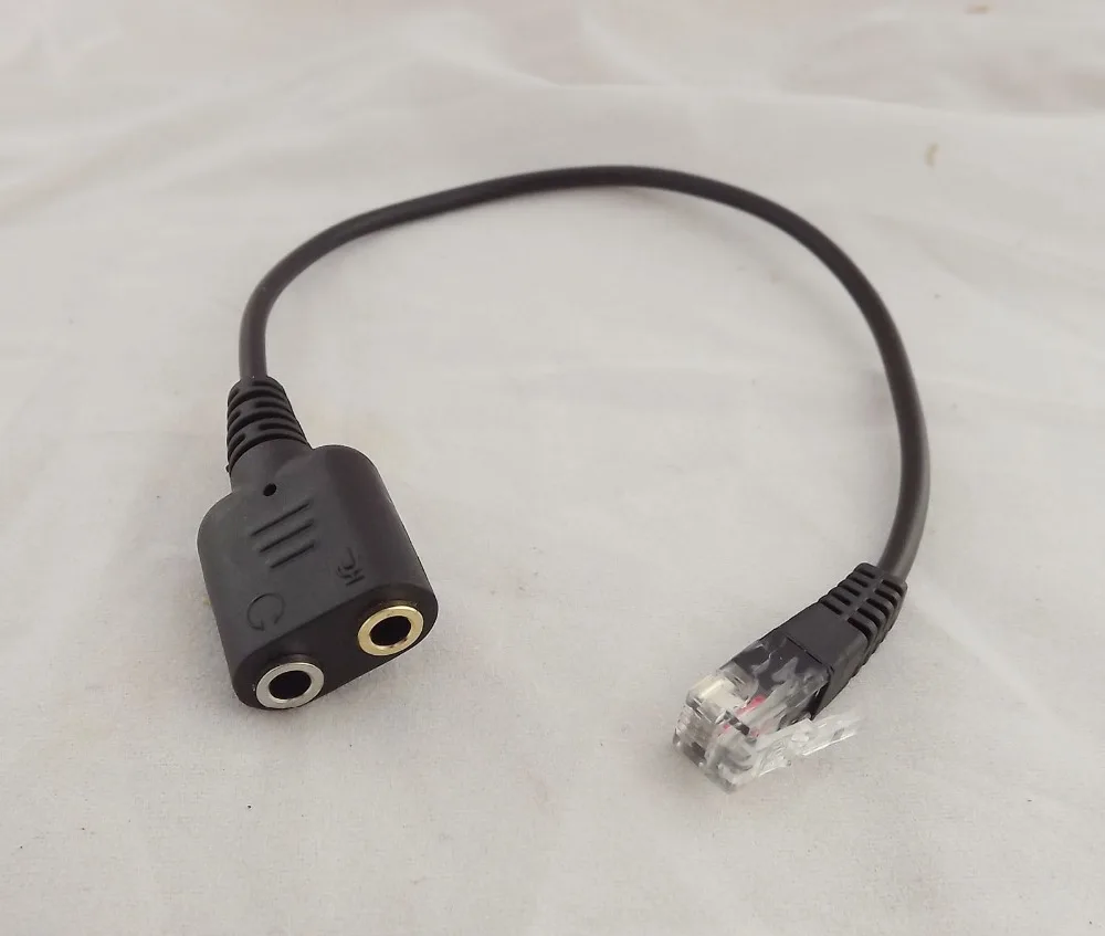 1pcs Headset Cable 2 X 3.5mm To RJ9 Jack Adapter Convertor