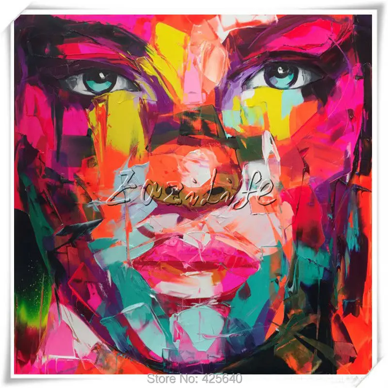 Portrait Face Oil painting Palette Knife Impasto figure canvas Hand painted Francoise Nielly Wall Art Pictures for living room 6