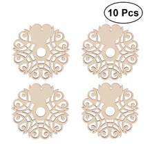 10 шт. Снежинка деревянные диски Дерево DIY крафта Декор Ломтики для елки подвески висячие украшения деревянные бирки