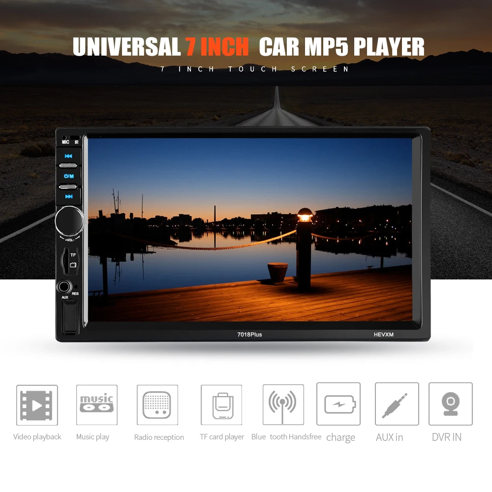 Tanie 2 Din Radio samochodowe 7 cal uniwersalny odtwarzacz multimedialny HD Bluetooth MP5 mediów TF FM 7018PLUS