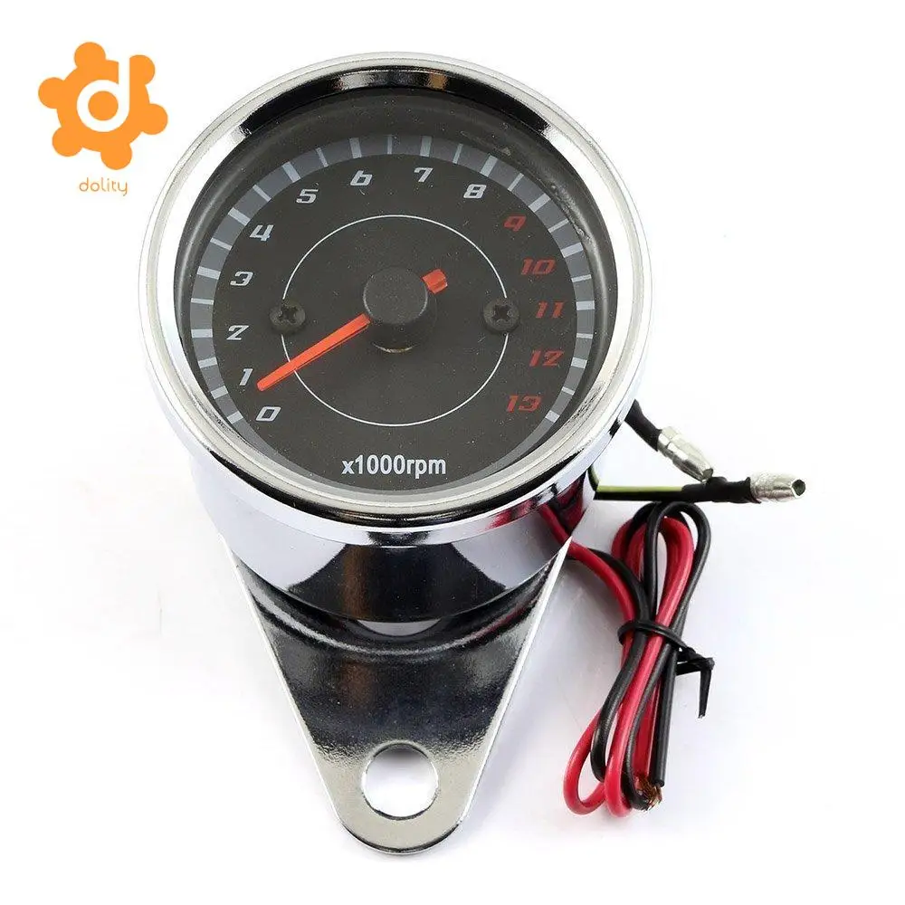 dolity Alloy Motorcycle LED Backlight Digital Tachometer RPM Gauge Dashboard