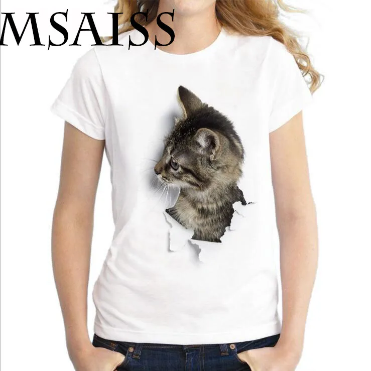 MSAISS الصيف القط 3D جميل T قميص المرأة الطباعة الأصالة س الرقبة تي شيرتات قصيرة الاكمام بلايز المحملة MSAISS الصيف القط 3D جميل T قميص المرأة الطباعة الأصالة س الرقبة تي شيرتات قصيرة الاكمام بلايز المحملة