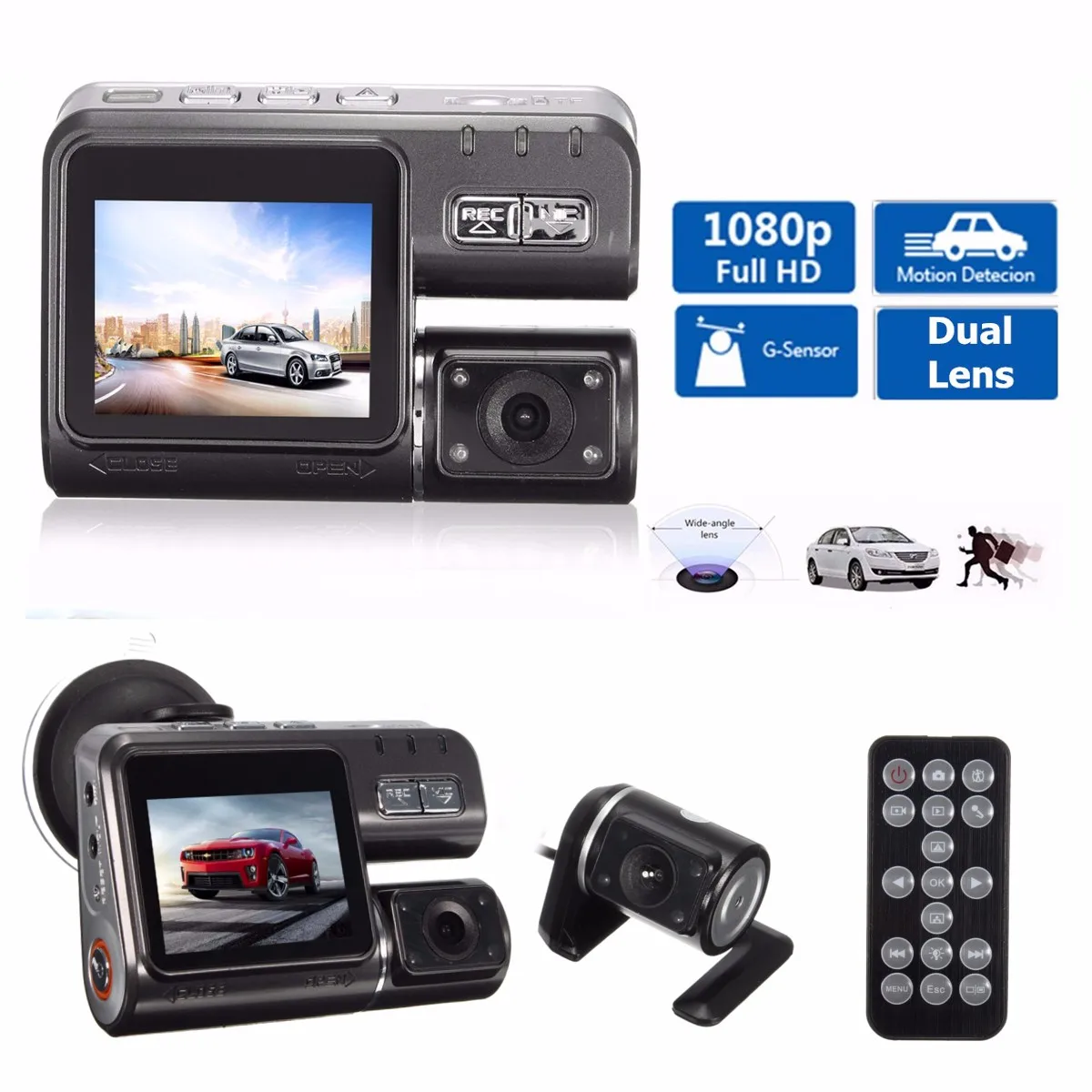 Двойная камера DVR i1000 Full HD 1080P с двумя объективами видеорегистратор 2 камеры ночного видения Автомобильный видеорегистратор видеокамера i1000s ... Двойная камера DVR i1000 Full HD 1080P с двумя объективами видеорегистратор 2 камеры ночного видения Автомобильный видеорегистратор видеокамера i1000s ...