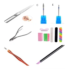 12 шт./лот маникюрный набор для ногтей, щетка, устойчивая к полировке, песчинки для удаления омертвевшей кожи, кутикулы, пилочки для ногтей, ножницы для омертвевшей кожи
