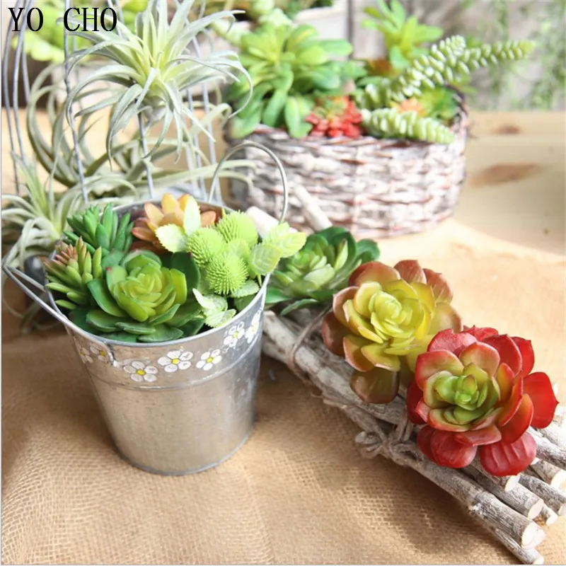 YO CHO 1PC Green Artificial Mini Succulents Plants Lotus YO CHO 1PC Green Artificial Mini Succulents Plants Lotus