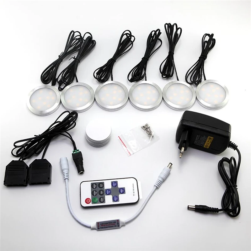 

Under Cabinet LED Lights 6 Lamps Set with Wireless RF Remote Control for Kitchen Closet Counter Shelf Accent Decoration Lighting