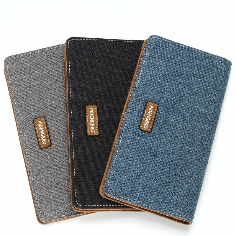 

Canvas Denim Men's Long Wallet Fashion Casual Business Male Student Jean Fabric Money Purse With Card Holder Wallets 2 Fold