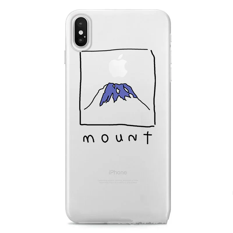 

Japan Fuji Mountain Clear Case for iPhone cover XS MAX XR X Kawaii Graffiti art phone case silicon for coque iphone 8 7 6S Plus