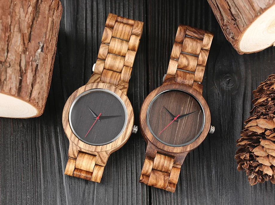 Unique Men Creative Wood Watches Full Natural Bamboo Handmade Wooden Sports Quartz Wristwatch Top Quality Red Second Hands Clock (24)
