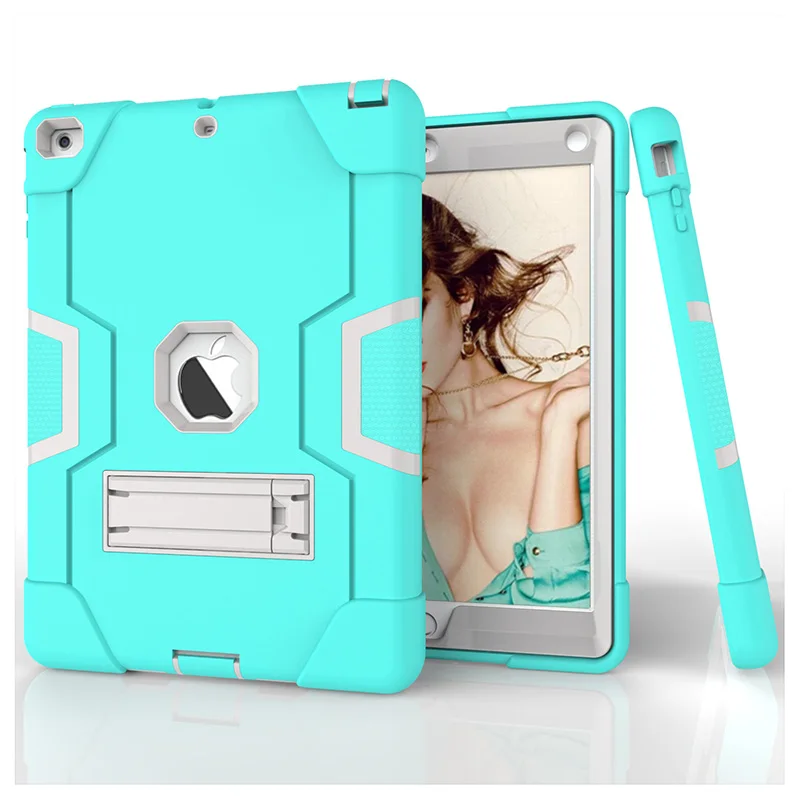 Case For iPad Air 1iPad 5 A1474 A1475 A1476,High-Impact Shockproof 3 Layers Soft Rubber Silicone+Hard PC Protective Cover Shell (7)