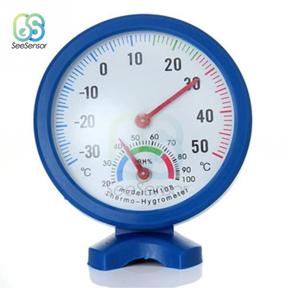Мини круглые часы-образный Крытый Открытый термометр гигрометр домашний офис настенное крепление Температура Влажность измерительный инструмент TH108
