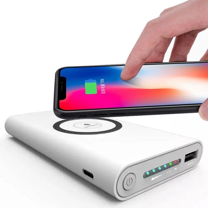 Qi Беспроводное зарядное устройство 10000 мАч с портом USB Type C без