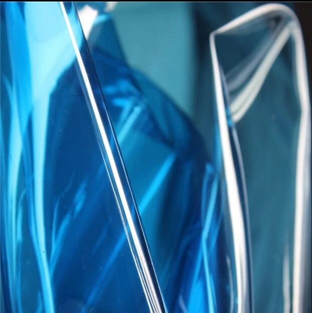 

Blue Transparent color laser TPU wind rain cloth bag Waterproof PVC wedding polyester fabric textiles Sewing sequin fabric C647