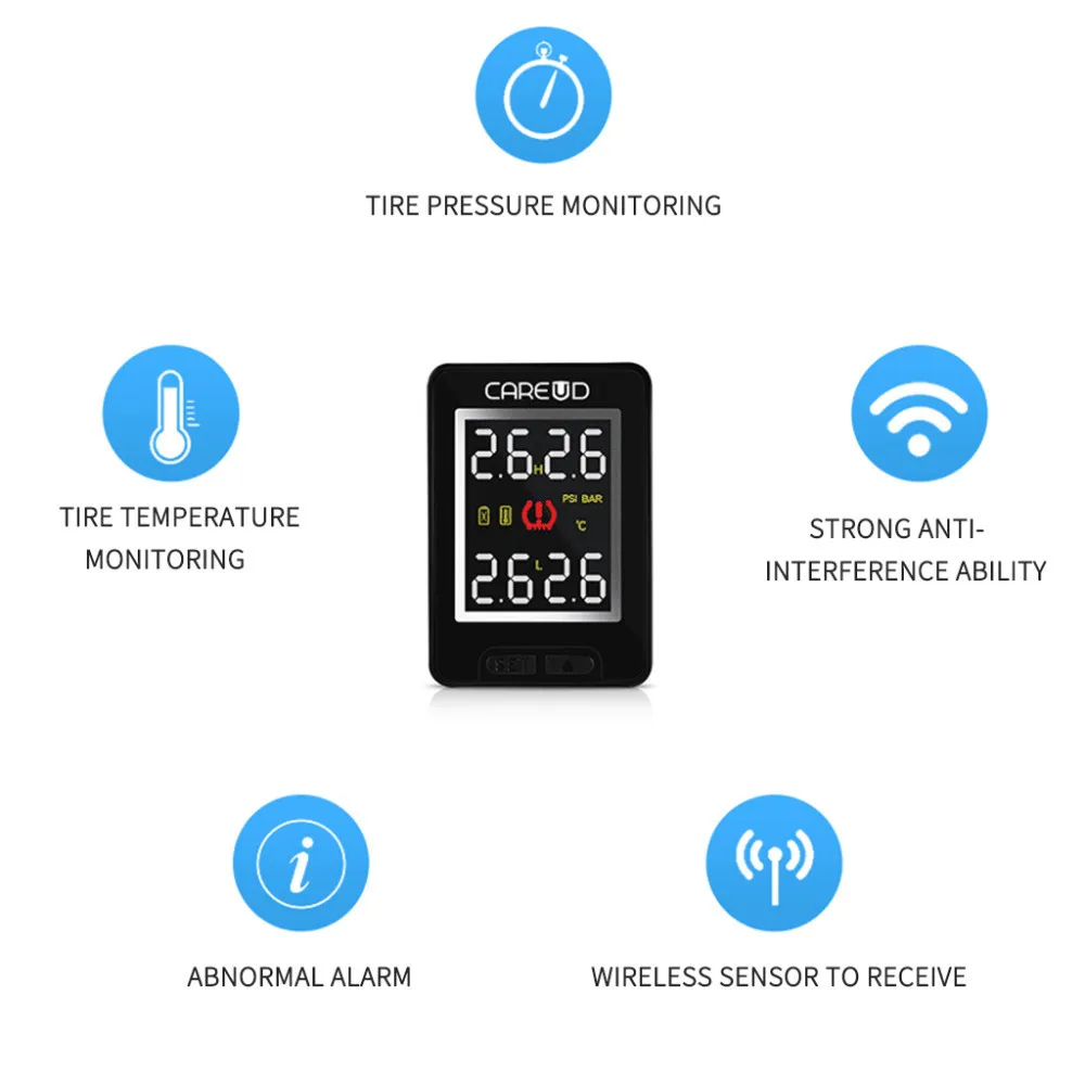 U912 TPMS автомобильная система беспроводного мониторинга давления в шинах 4 внешних датчика и ЖК-дисплей Встроенный монитор для Toyota