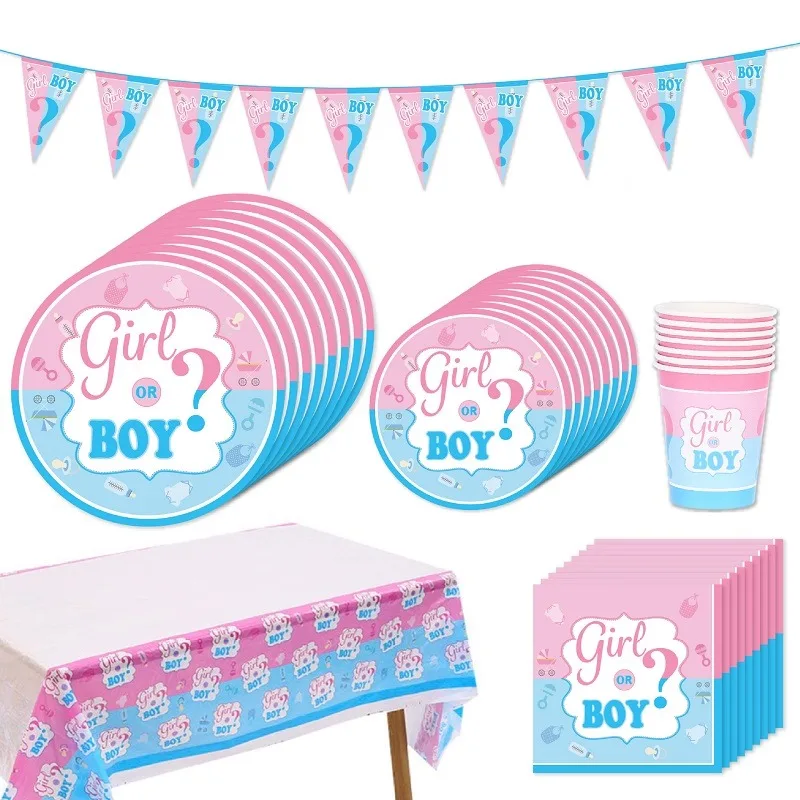 Вечерние украшения для мальчиков или девочек, баннеры с воздушными шарами, одноразовые столовые приборы для мальчиков и девочек, украшения для душа для малышей, воздушные шары
