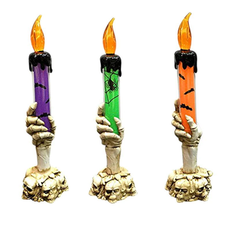 

Promotion! Skull Candle Lights,Flameless Ghost Hand Gothic Design Unique Shape Skull Decoration for Party,Christmas,Halloween