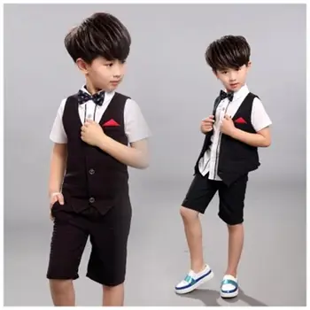 

High quality 2018 summer new children's vest pants show two suits England Korean children boy Western dress