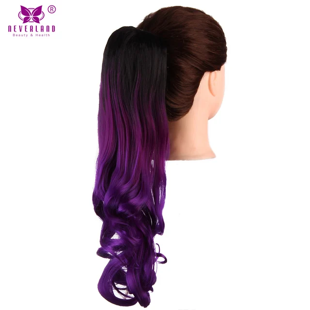 Aimei 20 Wavy Claw Ponytail Hairpieces Synthetic Hair Purple Ombre