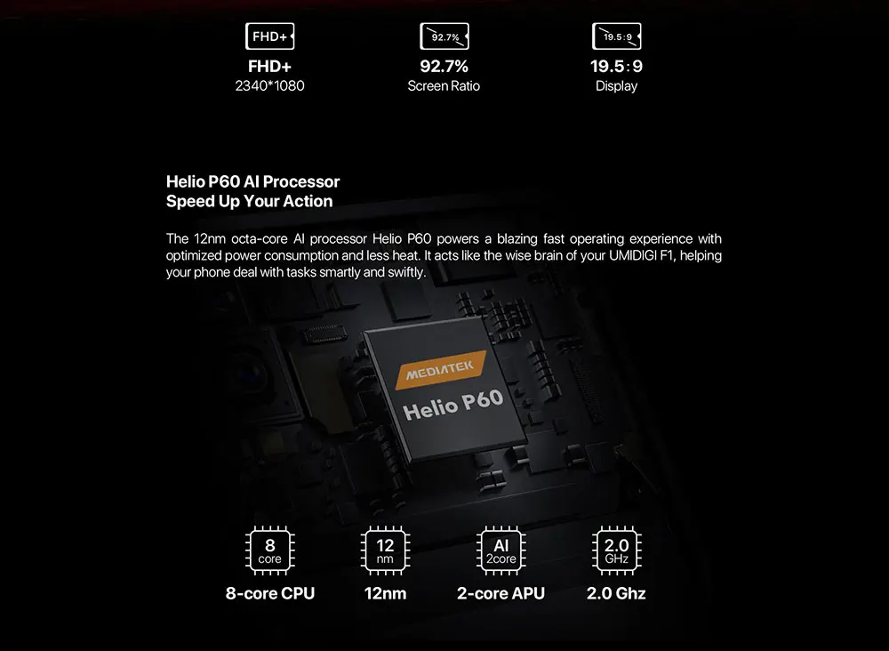 UMIDIGI F1 Play Android 9,0 Восьмиядерный 48мп камера 5150 мАч 6 ГБ ОЗУ 64 Гб ПЗУ NFC 6," Helio P60 глобальная версия 4G смартфон