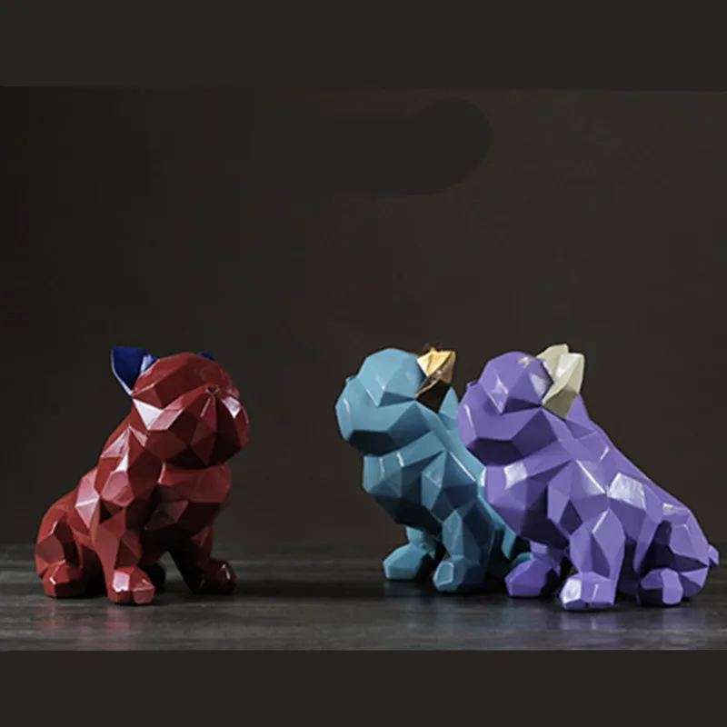  European Style Geometry FRENCH BULLDOG Simulation Animal Figurines Fashion Children Bedroom Desktop - 33044370164