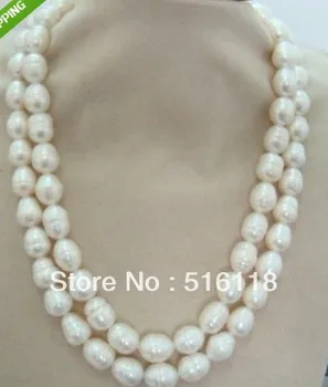 

Free Shipping 10-11mm natural Australian south sea white pearl necklace 48 inch 14KGP