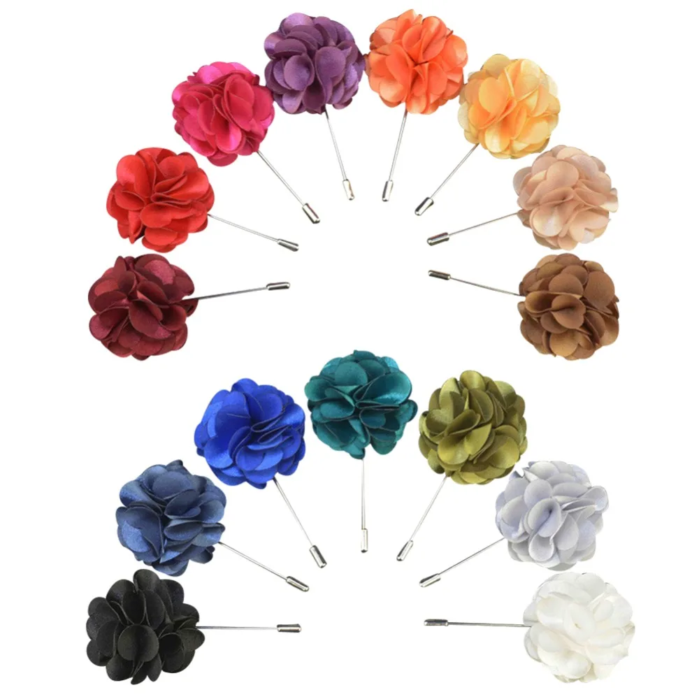 YM028 Mixed Random Satin cloth, metal accessories Lapel Flower Pin Set