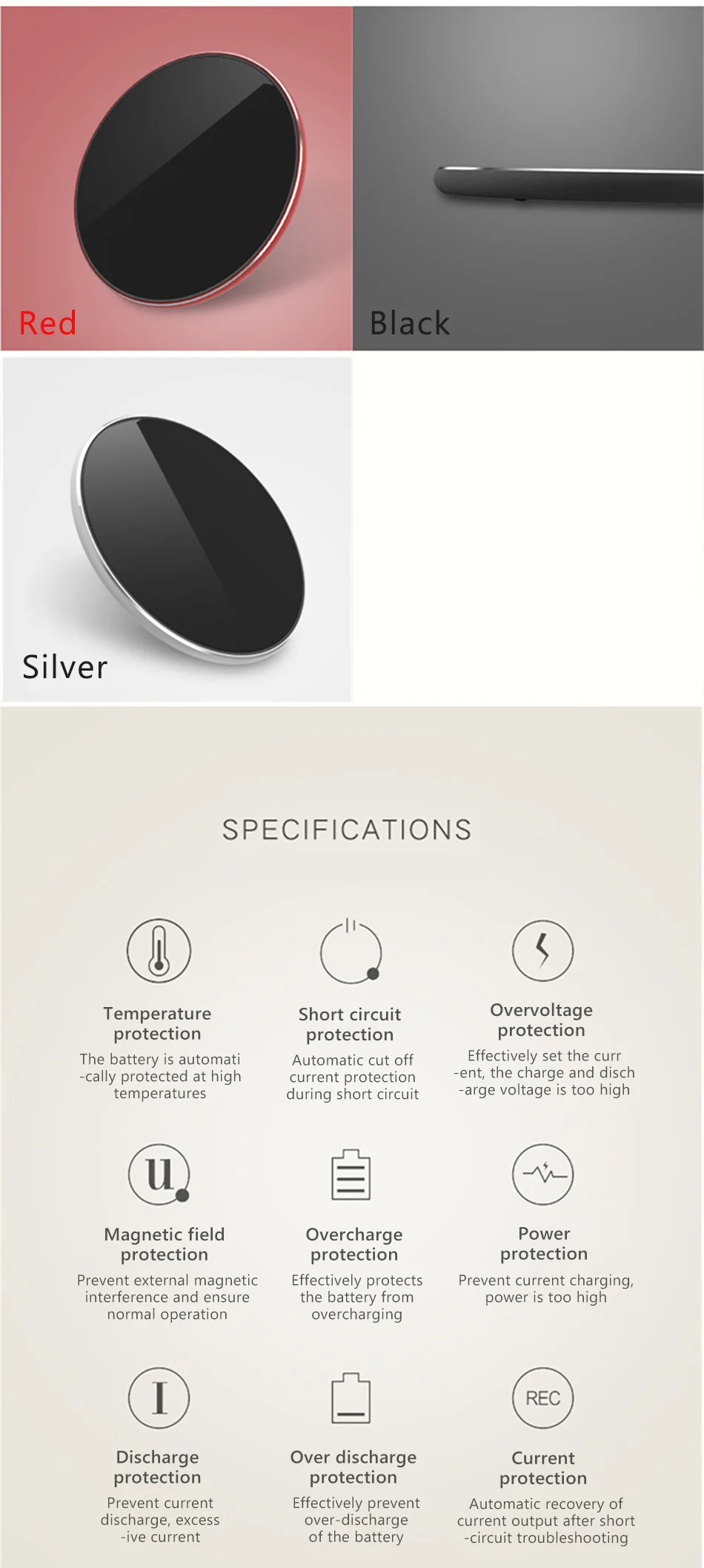 5W10W Mirror Wireless Charger For iPhone X 8 XS Max XR Ultra-thin Fast Charging For Huawei Samsung Galaxy S9 S8 Plus S6 (2)