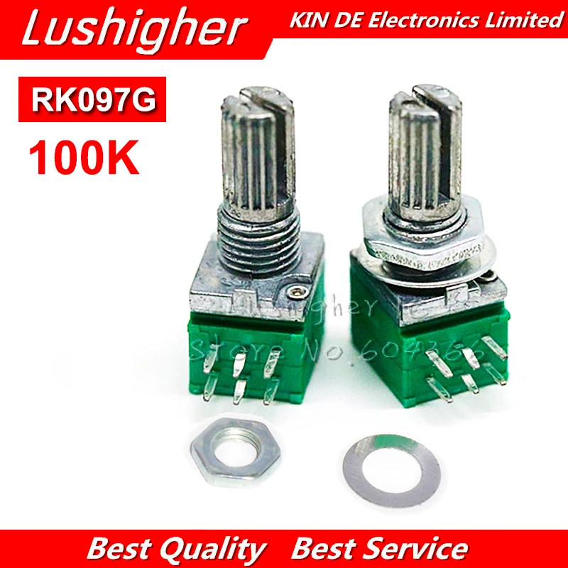 5 шт. RK097G 100K один связанный потенциометр B100K с переключателем аудио 6pin вал 15 мм