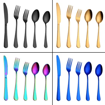 

Dinner Set Cutlery Knives Forks Spoons Wester Kitchen Dinnerware Stainless Steel Home Party Tableware Set Kitchen Tools