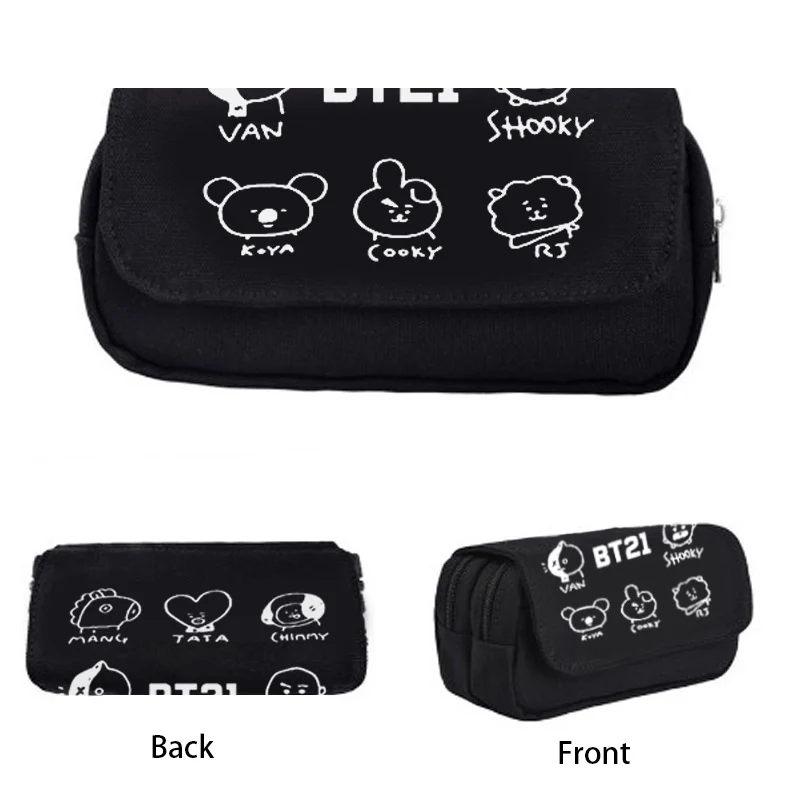Новый Kpop BTS Bangtan мальчики канцелярский пенал сумка Pencilcase молния двухслойный рулон
