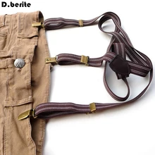 Мужские полосатые подтяжки кофейного цвета, повседневные подтяжки унисекс, регулируемые подтяжки на клипсах, подтяжки для взрослых, ремень для свадебной вечеринки, BDXJ209