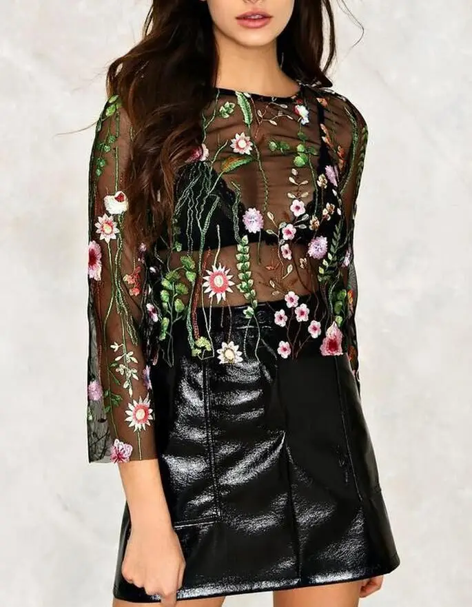 Haut transparent fleur Clearance