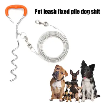 

Dog Harness Pet Supplies Tie Out Cable Dog Stake Iron Galvanized Chrome Plated Traction Rope Tether System Ground Bolt Anchor